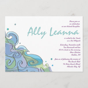 Beachy Ocean Wave Bar Bat Mitzvah Invitation