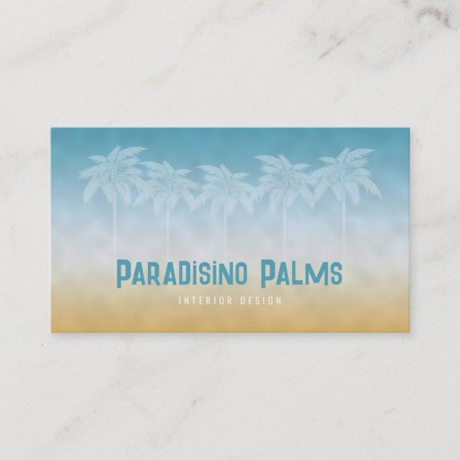 Beachy Palm Silhouette Business Card (Front)