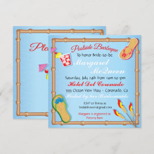 Beachy Poolside BBQ Bridal Shower Invitation