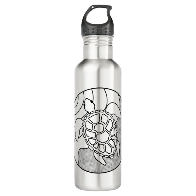 Beachy Sea Turtle, Stainless Steel Water Bottle (Front)