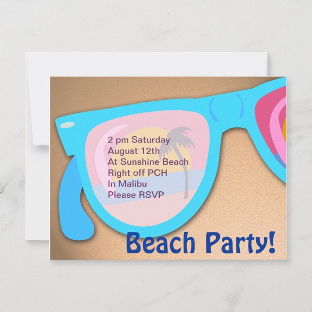 Beachy Shades Beach Party Time Invitation (Front)