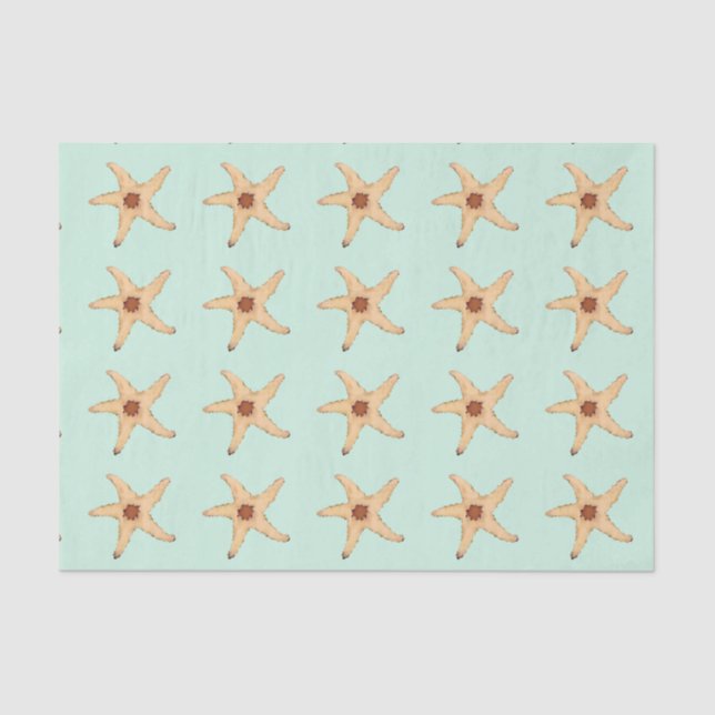 Beachy Starfish on Aqua matches Christmas Mermaid Tissue Paper (Front)