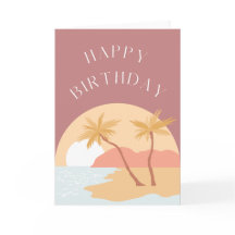 Beachy sunset birthday card 
