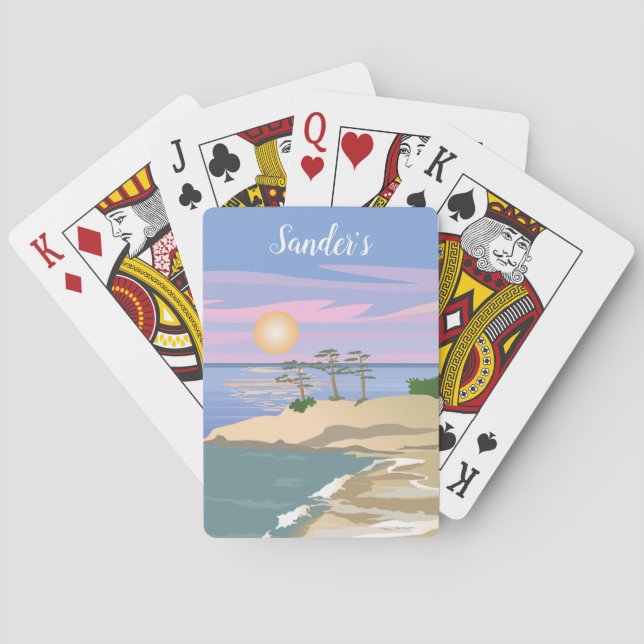 Beachy Sunset Personalised Classic Playing Cards (Back)