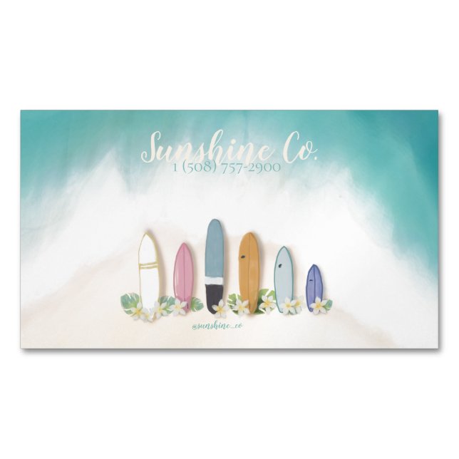 Beachy sunshine and sand 	Magnetic business card (Front)