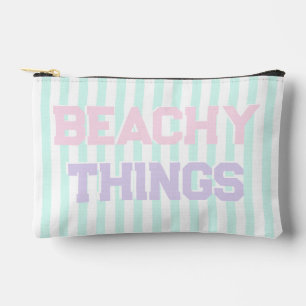 Beachy Things - Cute Pastel & Teal Stripes  Accessory Pouch