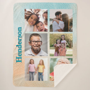 Beachy Vibes Custom Photo and Family Name Sherpa Blanket