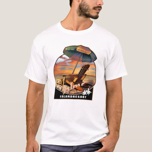 Beachy Vibes Tee, Retro Summer Time , Sunset Tshir T-Shirt (Front)