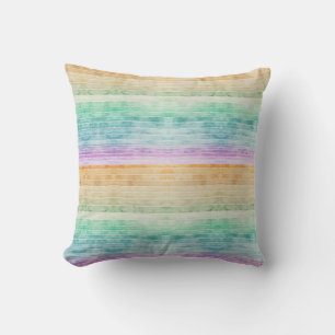 Beachy Watercolor Lines Ombre Modern Minimal  Cushion