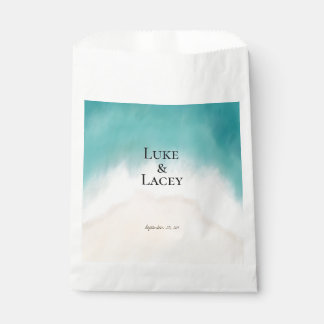 beachy watercolor wedding label favour bags