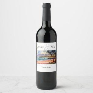 Beachy Wedding Wine Label