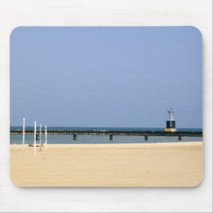 Beacon Light of Lake Michigan Shores Mouse Mat