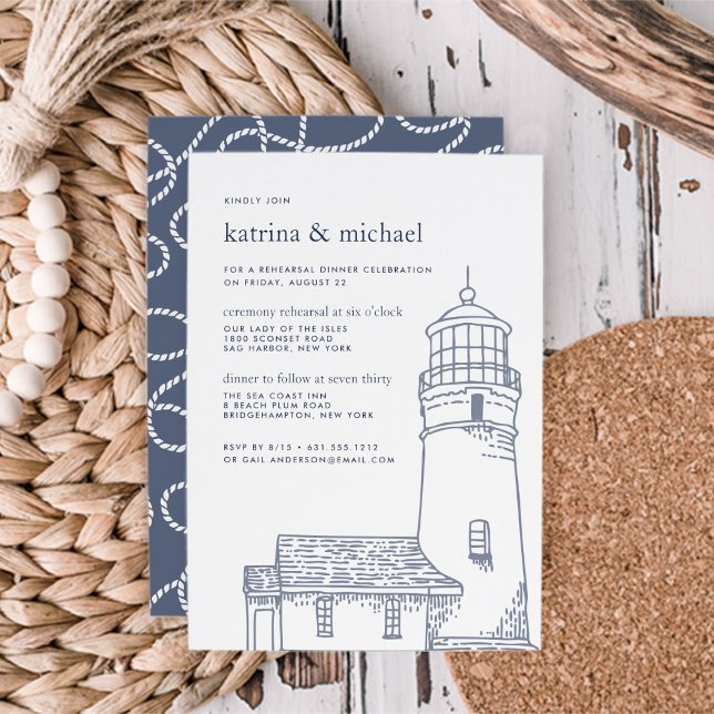 Beacon | Nautical Ceremony Rehearsal Dinner Invite (Creator Uploaded)
