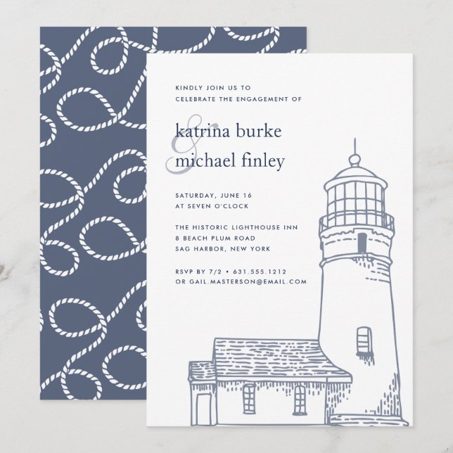Beacon | Nautical Engagement Party Invitation (Front/Back)