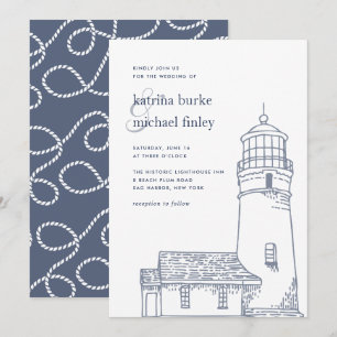 Beacon   Nautical Lighthouse Wedding Invitation