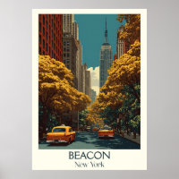 Beacon New York Vintage Main Street Travel Art