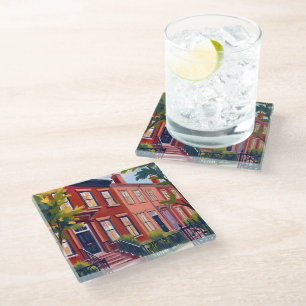 Beacon Street Boston Massachusetts Glass Coaster