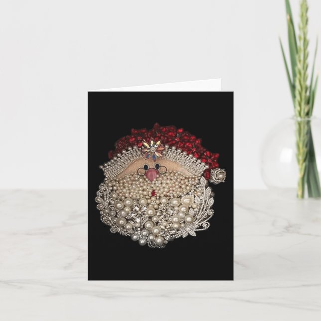 Bead Christmas Santa Star-gemstone-White-Xmas  Card (Front)