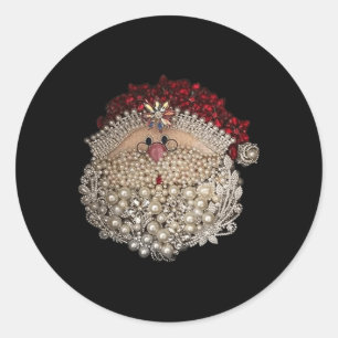 Bead Christmas Santa Star-gemstone-white-xmas  Classic Round Sticker