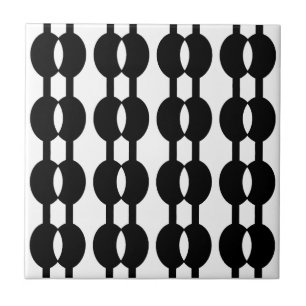 Bead Curtain 60's Black and White Tile