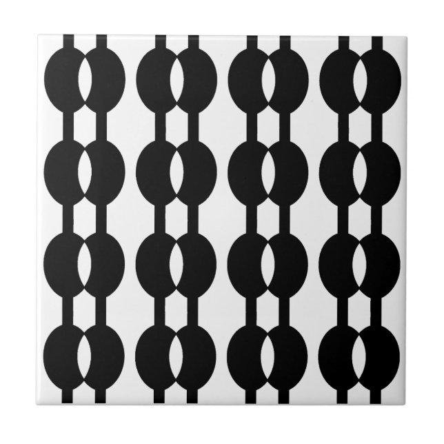 Bead Curtain 60's Black and White Tile (Front)