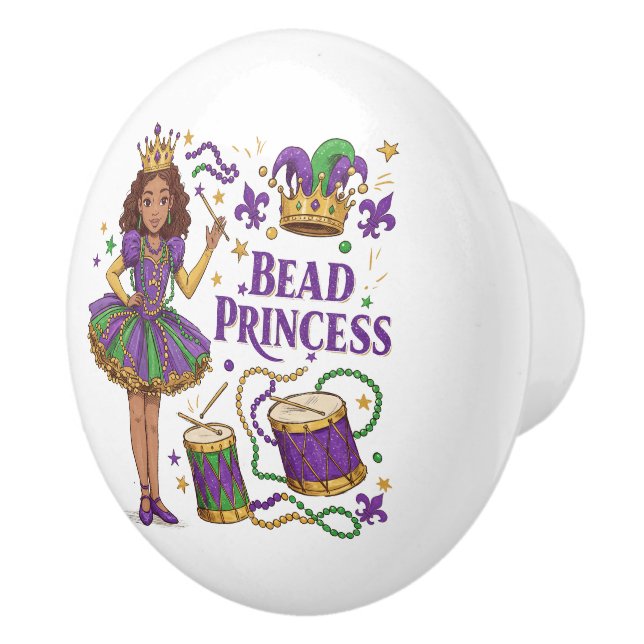 Bead Princess - Mardi Gras Ceramic Knob (Right)