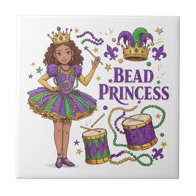 Bead Princess - Mardi Gras Tile (Front)