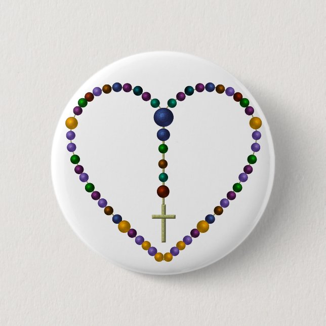 Bead Rosary #1 6 Cm Round Badge (Front)