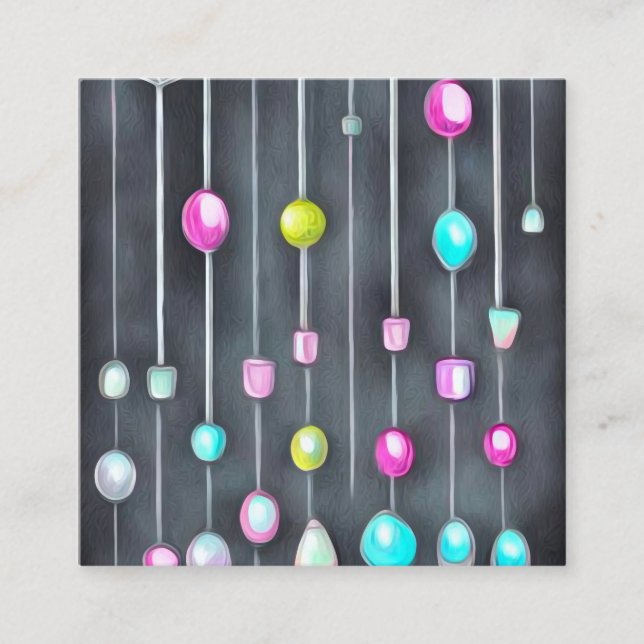 Beaded Curtain Pattern Square Business Card (Front)