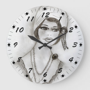 Beaded Flapper Girl Large Clock