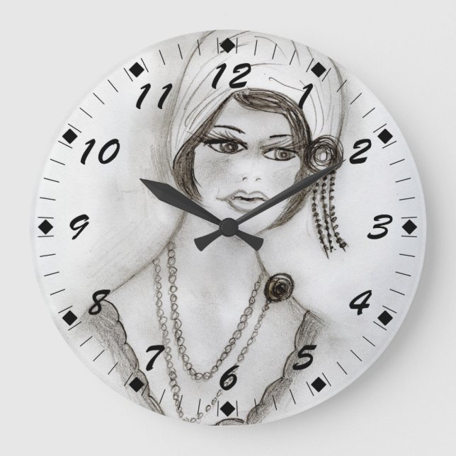 Beaded Flapper Girl Large Clock (Front)