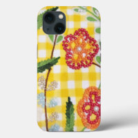 Beaded Flower Pattern On Gingham