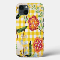 Beaded Flower Pattern On Gingham