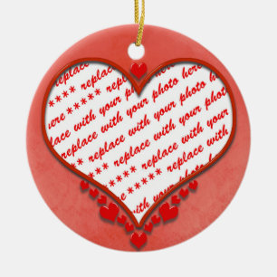 Beaded Heart Photo Frame Ceramic Tree Decoration