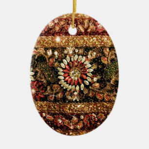 Beaded Indian Saree Photo Ceramic Tree Decoration