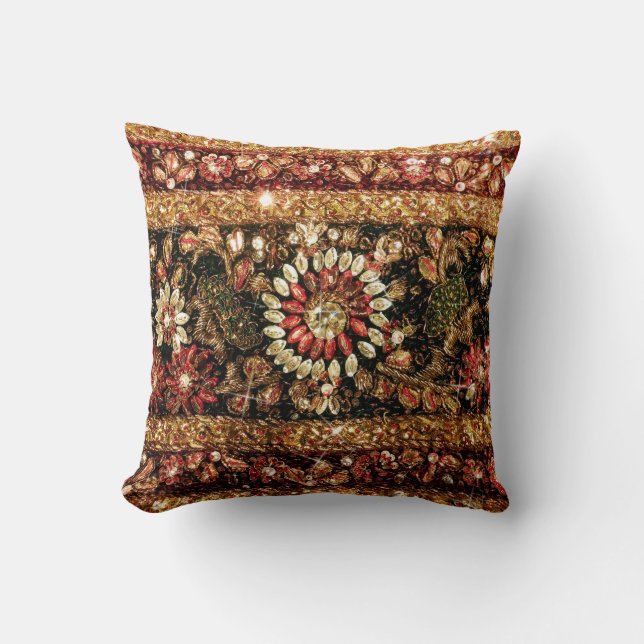 Beaded Indian Saree Photo Cushion (Front)