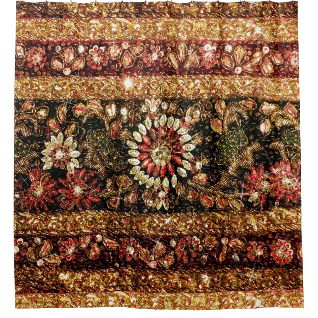 Beaded Indian Saree Photo Shower Curtain (Front)