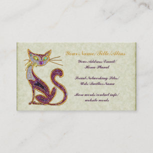 Beaded-Look Jewel Art Cat Business Card
