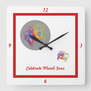 Beaded Mask - Square Wall Clock