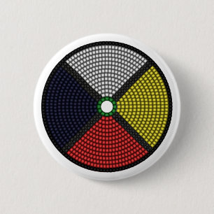 Beaded Medicine Wheel 6 Cm Round Badge