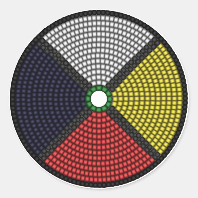 Beaded Medicine Wheel Classic Round Sticker (Front)