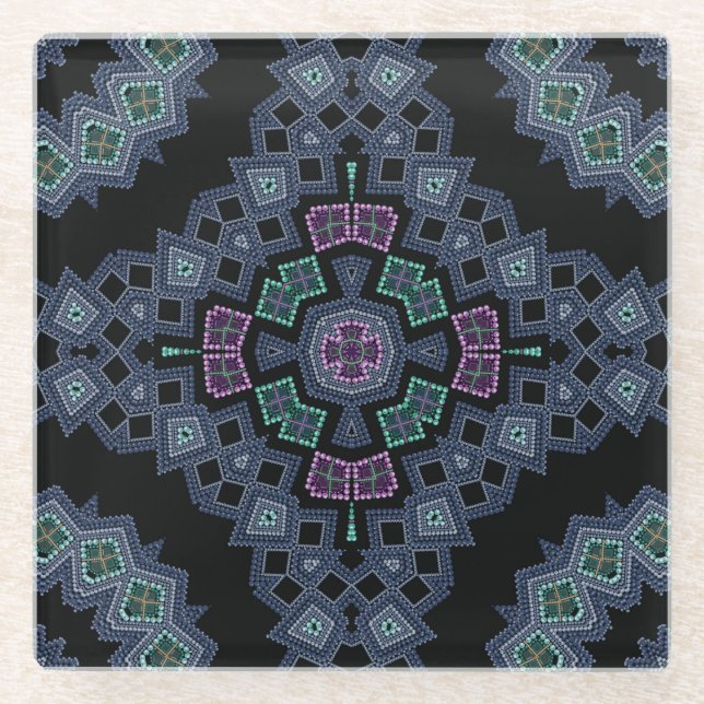 Beaded pattern glass coaster (Front)