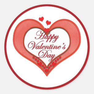 Beaded Red Heart Valentine Classic Round Sticker