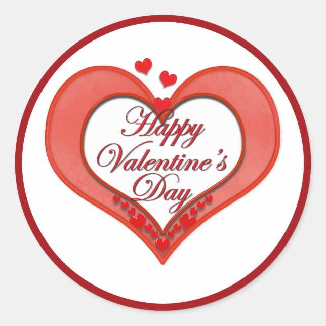 Beaded Red Heart Valentine Classic Round Sticker (Front)