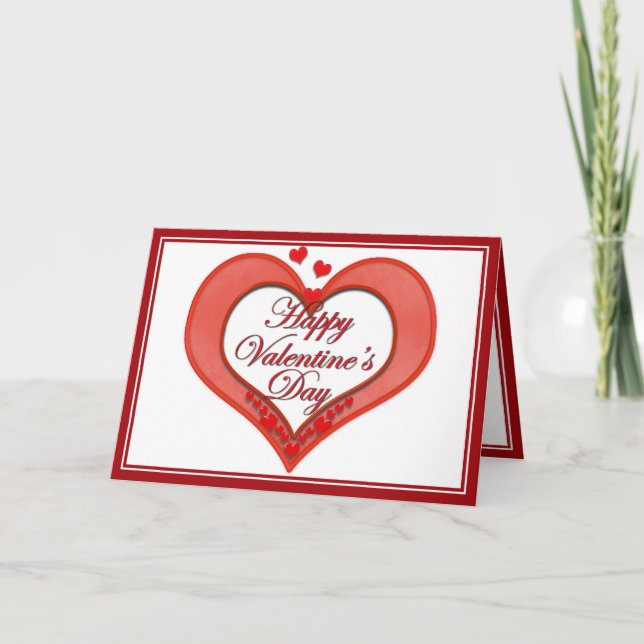 Beaded Red Heart Valentine Holiday Card (Front)