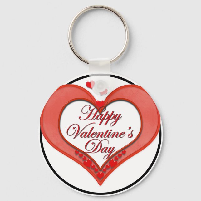 Beaded Red Heart Valentine Key Ring (Front)