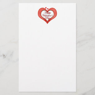 Beaded Red Heart Valentine Stationery