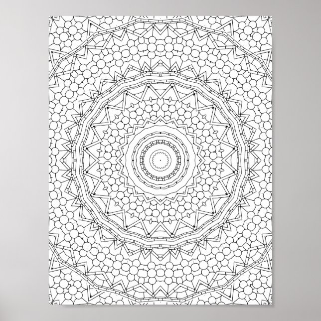 Beaded Star Geometry Colouring Page Pattern Design Poster (Front)