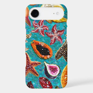 Beaded Tropical Fruit Starfish Faux Sequin Pattern
