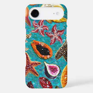 Beaded Tropical Fruit Starfish Faux Sequin Pattern